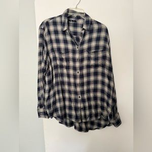 Madewell navy and plaid flannel, size large